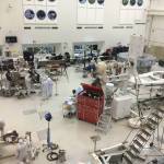 Michael S. Lockett / Juneau Empire File
The Perseverance rover, now landed on Mars, is visible in the top left, under construction at the NASA Jet Propulsion Laboratory in Pasadena, California, on July 11, 2019.