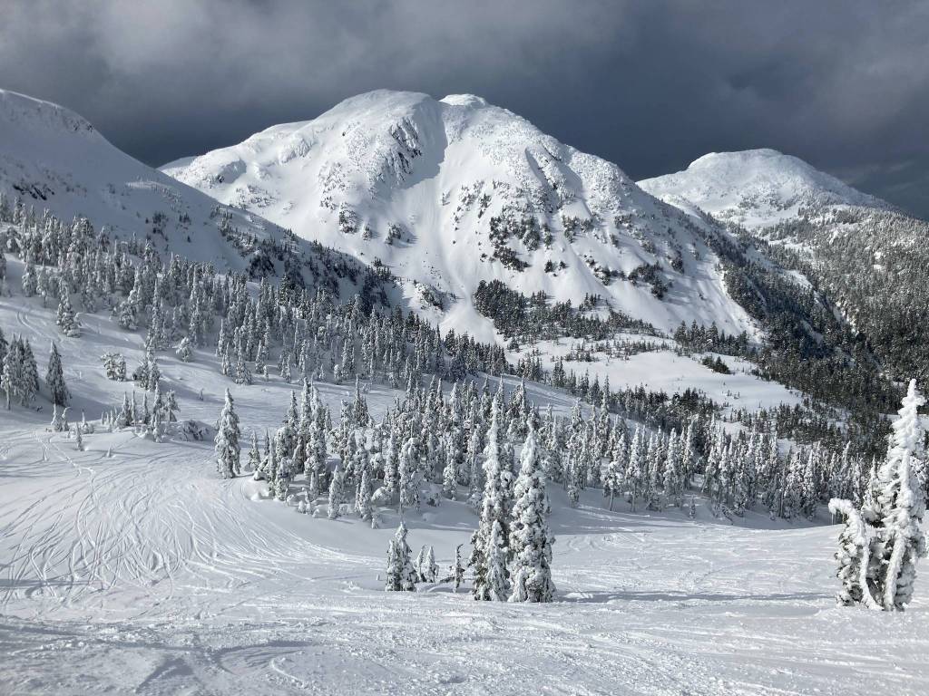 Bright slopes and darker skies can be seen in this photo taken at Eaglecrest on March 11. (Couresy Photo / Deborah Rudis)