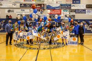 Courtesy Photo / Heather Holt
Thunder Mountain High School girls basketball seniors stand at mid-court prior to a Saturday game against Mt. Edgecumbe High School. TMHS won the game 55-34.
Thunder Mountain High School girls basketball seniors stand at mid-court prior to a 12:30 p.m. Saturday game against Mt. Edgecumbe High School. TMHS won the game 55-34. (Courtesy Photo / Heather Holt)