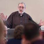 Loren Jones speaks about marijuana to the Juneau Chamber of Commerce at its weekly luncheon at the Moose Lodge in this January 2019 photo. Gov. Mike Dunleavy did not reappoint Jones to the Marijuana Control Board. (Michael Penn / Juneau Empire File)