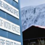 This photo shows the sign for the Department of Motor Vehicles in Juneau on March 18, 2021. Had a proposal to close six rural DMVs gone through, Juneau woud be the closest DMV for residents in Haines, who arent able to drive there. (Peter Segall / Juneau Empire)