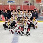 The Juneau Capitals swept six opposing 14U-Division A hockey teams en route to claiming a state title in Kenai over the March 19-21 weekend. (Courtesy Photo / Charity Platt)