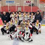 The Juneau Capitals swept six opposing 14U-Division A hockey teams en route to claiming a state title in Kenai over the March 19-21 weekend. (Courtesy Photo / Charity Platt)