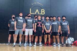 Members from the Juneau-Douglas High School: Yadaa.at Kalé boys basketball team traveled to California to compete in an independent tournament on March 26, 2021 after high coronavirus levels squashed their hopes of going to the Alaska state championship. (Courtesy photo / Zoey Kriegmont)