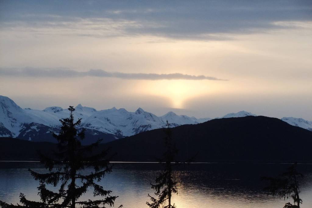 This photo shows a winter sunset over the Chilkats in mid-April. (Courtesy Photo / Gary Miller)