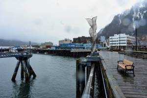 Peter Segall / Juneau Empire
Juneaus downtown waterfront sits empty Monday. In a typical year, businesses would be getting ready for the flood of local tourists. But with the COVID-19 pandemic still ongoing, Alaskas cruise ship season remains uncertain.