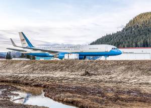 Courtesy photo / Heather Holt
An Air Force C-32A landed at Juneau International Airport on Friday as part of a training flight. The C-32A, one of four in the world operated by the 89th Airlift Wing, is often the transport for the vice president or other VIPs.