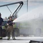 In this file photo from April 13, 2017, firefighters spray foam during a drill at the Hagevig Regional Fire Training Center. The state filed a lawsuit against several foam manufacturers for not disclosing contaminants in their products. (Michael Penn | Juneau Empire File)