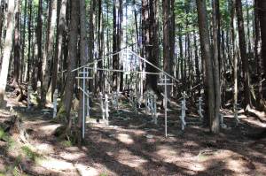 This photo shows Unangax̂ Gravesite at Funter Bay, the site where Aleut villagers forcibly relocated to the area during World War II are buried. A bill recently passed by the Alaska House of Representatives would make the area part of a neighboring state park. (Courtesy photo / Niko Sanguinetti, Juneau-Douglas City Museum) 
DO NOT REUSE THIS PHOTO WITHOUT PERMISSION FROM JUNEAU DOUGLAS CITY MUSEUM. -BEN HOHENSTATT