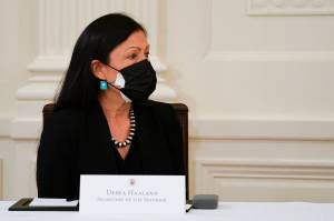 Secretary of the Interior Secretary Deb Haaland attends a Cabinet meeting with President Joe Biden in the East Room of the White House, Thursday, April 1, 2021, in Washington. (AP Photo / Evan Vucci)