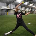 JDHS player Mila Hargrave winds up to deliver pitch during a recent practice. (Courtesy Photo / Lexie Razor)