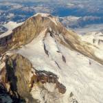 The glaciers and rock of 10,015-foot Iliamna Volcano. (Courtesy Photo / Matt Loewen, Alaska Volcano Observatory)