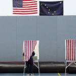A voter fills out their ballot in the Thunder Mountain High School gymnasium on Tuesday, Nov. 3. (Ben Hohenstatt / Juneau Empire)