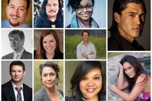 This composite image shows the cast of Perseverance Theatre’s production of “White Rabbit Red Rabbit.” The play features one actor each night reading a script for the first time. Pictured are (top row) Frank Delaney, Frank Henry Kaash Katasse, Ericka Lee, Martin Sensmeier, (middle row) Ben Brown, Allison Holtkamp, Enrique Bravo, (bottom row) Jesse Alleva, Rebecca George and Tia Carrere. (Courtesy Photos)