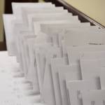 Dozens of amendments to a bill extending the state's disaster declaration are laid out on a table outside the Senate chambers on Wednesday, April 28, 2021. Lawmakers eventually passed the bill, but didn't adjourned until late in the evening. (Peter Segall / Juneau Empire.)