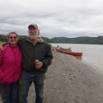 Randy Brown and his wife, Karen Kallen-Brown, at their fish camp on the Yukon River in July 2018. (Courtesy Photo / Ned Rozell)