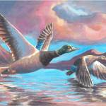 Ducks at Dusk by Thunder Mountain High School student Alain Soltys-Gray recently won best in show in the Alaska Junior Duck Stamp Contest. (Courtesy Image)