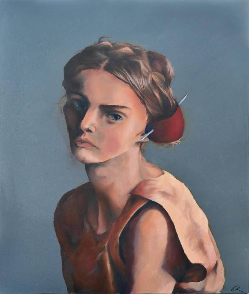 The Patient Lady by Garrett Klein was awarded the Congressional Award in the 2021 All-State Art Competition sponsored by the Alaska School Activities Association. The painting will hang alongside other Congressional Award-winning artwork in the busy corridor that connects the Cannon House office building to the Capitol building in Washington, D.C. (Courtesy image/Thunder Mountain High School)