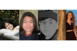 Members of the class of 2021, including Anna Wu, JDHS (left), Chemery Marte,TMHS (second from left), Connor Carroll (center right), and Yarrow Platt, (far right) from YDHS. (Courtesy Photos)