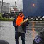 Michael S. Lockett / Juneau Empire
Justin McDonald sings Monday as Juneau residents gathered outside the Juneau Montessori School, the last surviving school from the era of residential schools in the area, to honor the 215 dead Indigenous children found at a residential school in Canada.