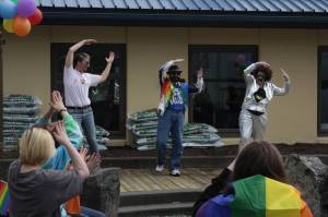 Drag performers dance Saturday to YMCA by the Village People at the Zach Gordon Youth Centers Pride Month event at the center. 
Michael S. Lockett / Juneau Empire