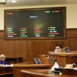 Senate President Peter Micciche, R-Soldotna, looks on as Senators vote whether to adjourn the long-awaited budget vote on Tuesday, June 15, 2021. Budget talks were derailed Tuesday after lawmakers and the governor balked at the budget proposal. (Peter Segall / Juneau Empire)