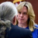 Tensions were running high during the Senate debate over the budget, and Sen. Mia Costello, R-Anchorage, spoke to Sen. Tom Begich, D-Anchorage, about comments he made on the floor on Wednesday, June 16, 2021. (Peter Segall / Juneau Empire)