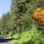 Ben Hohenstatt/Juneau Empire 
A proposal by the Juneau Off-Road Association to build a hardened trail and campground in the Montana Creek area generated 280 public comments. The majority of comments submitted to the state opposed the plan. A sign marks the end of the road in the area on June 17, 2021.