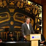 Gov. Mike Dunleavy speaks at a ceremony for Alaska Native Veterans from the Vietnam era at the Walter Soboleff Building in downtown Juneau on May 5, 2021. Dunleavy announced the state filed a lawsuit Wednesday against the Biden administration for what Dunleavy says is illegally keeping restrictions in place on federal lands in Alaska. (Peter Segall / Juneau Empire)