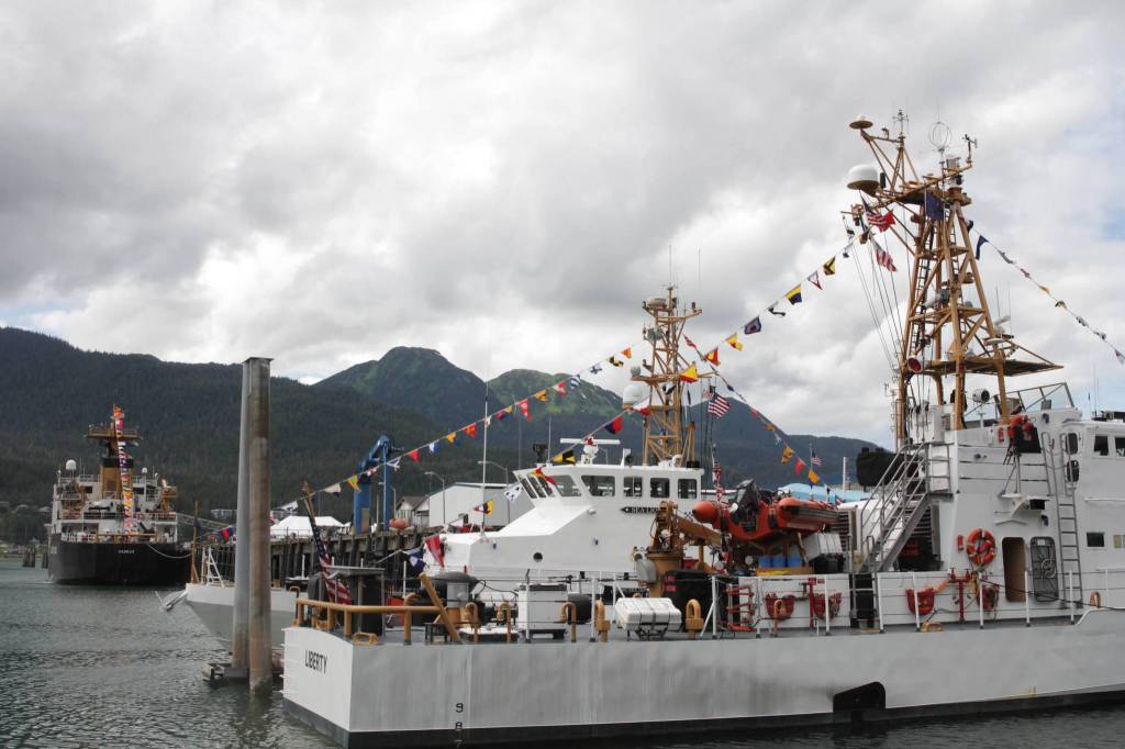 Coast Guard cutters Liberty and Sea Lion along with buoy tender Kukui were present for Sector Juneaus change of command ceremony on July 7, 2021. (Michael S. Lockett / Juneau Empire)