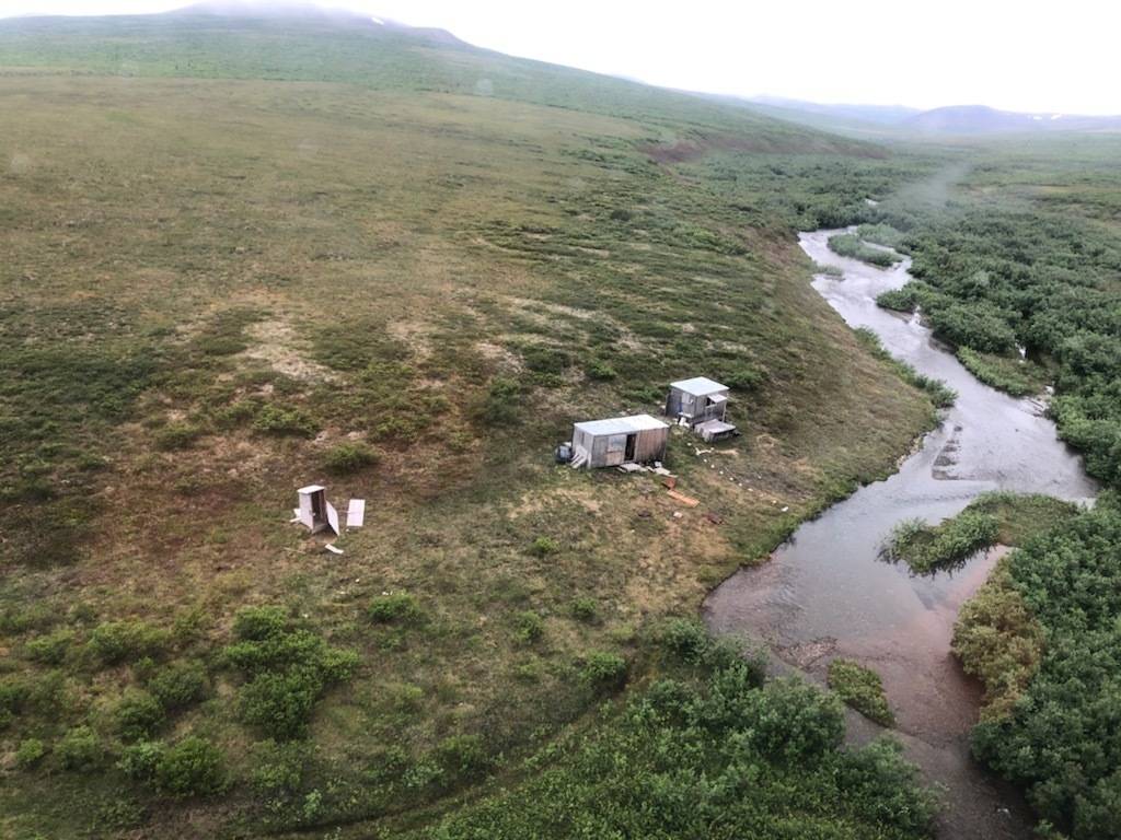 Pictured is a remote mining camp near Nome, Alaska, where a Coast Guard Air Station Kodiak aircrew rescued the survivor of a bear attack, on July 16, 2021. (Courtesy photo / USCG)