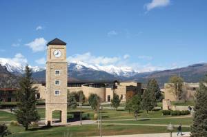 This April 2017 photo shows a view of the Fort Lewis College campus backdropped by the La Plata Mountains. The college originated more than a century ago as one of the country's Native American boarding schools(. Courtesy Photo  / Fort Lewis College, Wikimedia)