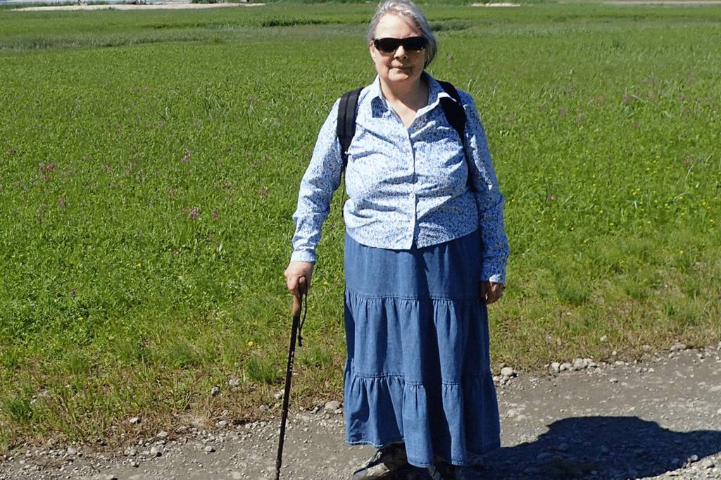 Karen Harris was found by a volunteer searcher and returned home safely after she was reported missing on Saturday. (Courtesy Photo / JPD)