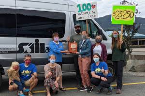 Leaders from 100+ Women Who Care present contributions from members to Southeast Alaska Independent Living. (Courtesy Photo / Gloria Ramirez)