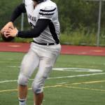 Juneau Huskies quarterback Noah Chambers practices on Tuesday ahead of the 2021 season. (Ben Hohenstatt/Juneau Empire)