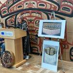 Michael S. Lockett / Juneau Empire 
Rosita Worl, president of the Sealaska Heritage Institute, speaks during a ceremony commemorating the settlement on an intellectual property lawsuit against a fashion company on Friday, Aug. 13, 2021.
