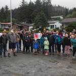 Juneau residents and veterans gathered on Tuesday, Aug. 24, 2021 for Together with Juneau Veterans first Walk with a Vet event across the Douglas Bridge. (Michael S. Lockett / Juneau Empire)