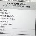 This photo shows the school board candidates that will appear on ballot's in next month's municipal election. (Ben Hohenstatt / Juneau Empire)