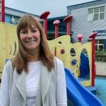 Bridget Weiss, seen here outside of Harborview Elementary School on Sept. 8, 2021, was named by Time Magazine as one of 29 educators or school staff across the country to be recognized for their exemplary efforts in the face of the pandemic. (Michael S. Lockett / Juneau Empire)