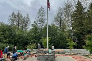 Michael S. Lockett / Juneau Empire 
Juneau Glacier Valley Rotary Clubs 9/11 memorial, shown undergoing beautification and final preparations before the ceremony, will be the site of the organizations ceremony for the 20th anniversary of the attacks on Saturday.