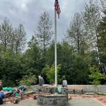 Juneau Glacier Valley Rotary Clubs 9/11 memorial, shown here undergoing beautification and final preparations before the ceremony, will be the site of the organizations ceremony for the 20th anniversary of the attacks on Saturday. (Michael S. Lockett / Juneau Empire)