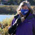 State Rep. Sara Hannan, D-Juneau, participates in an October 2020 march and rally. Hannan on Monday apologized for comments made during a state House of Representatives floor session in which she suggested Nazi medical experiments led to gained knowledge. ((Ben Hohenstatt / Juneau Empire File)