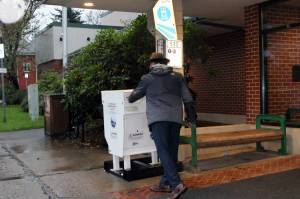 A voter casts his ballot in Juneaus municipal election at the Douglas Library on Sept. 23. All ballots must be returned to the city by 8 p.m. on election day, Oct. 5. (Dana Zigmund/Juneau Empire)