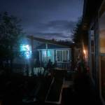 Movie night with Auntie Viv (Vivian Mork Yeilk) and Jackson Pearson at the fishcamp in Wrangell. (Vivian Faith Prescott / For the Capital City Weekly)