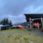 Michael S. Lockett / Juneau Empire
More than 100 people gathered at an Orange Shirt Day event near Sandy Beach on Sept. 30, 2021, a remembrance of the Indigenous children who died in North America in the residential school system.