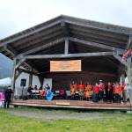 More than 100 people gathered at an Orange Shirt Day event near Sandy Beach on Sept. 30, 2021. It was the first major Orange Shirt Day event in Juneau, but organizers say it wont be the last. (Michael S. Lockett / Juneau Empire)