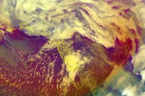 This screenshot from the National Weather Service website shows a low pressure system coming ashore from the Gulf of Alaska hit Juneau hard on Oct. 1, 2021, downing trees and causing widespread power outages. (Screenshot)