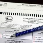 Tuesday, Oct. 5, is the last day to vote in the City and Borough of Juneaus 2021 municipal election. This photo shows a ballot for the races that will be decided this week. (Ben Hohenstatt / Juneau Empire)