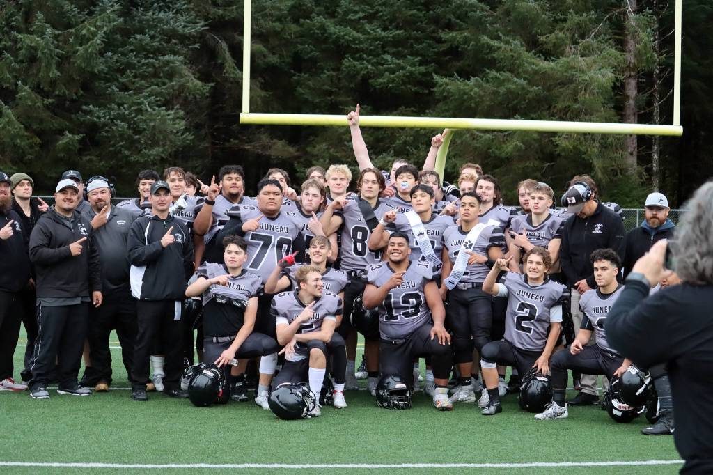 The Huskies celebrate after securing a conference title. (Ben Hohenstatt / Juneau Empire)
The Huskies celebrate after securing a conference title. (Ben Hohenstatt / Juneau Empire)