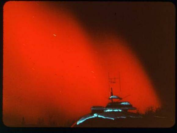 A rare red aurora over Alaska in February 1958. (Courtesy Photo / Geophysical Institute)